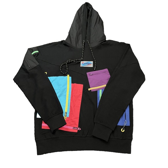 Cookies Hoodie Mens Medium Patchwork Zipper Pockets Streetwear